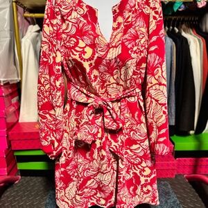 Lilly Pulitzer Olivine A-Line Dress - Poinsettia Red Island Vibes (Size 00)